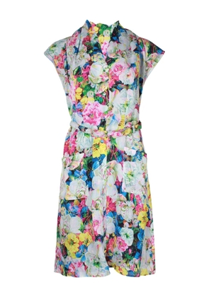 ERDEM floral-print buttoned mini dress - Blue