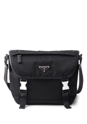 Prada logo-patch shoulder bag - Black