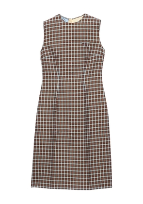 Prada checked-pattern midi dress - Brown