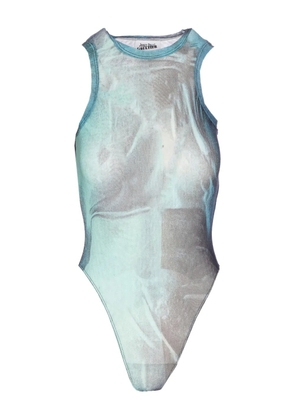 Jean Paul Gaultier mesh water-print bodysuit - Blue