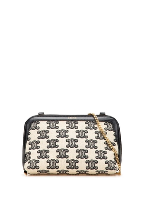 Celine Pre-Owned 2021 Triomphe Emroidered Canvas Clutch On Chain crossbody bag - Brown