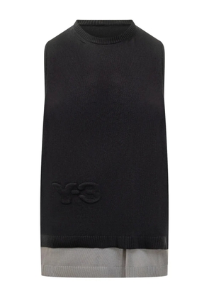 Y-3 embossed-logo knitted vest - Black