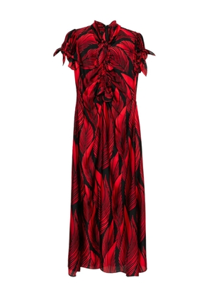 BLAKLACE tie detail print dress - Red