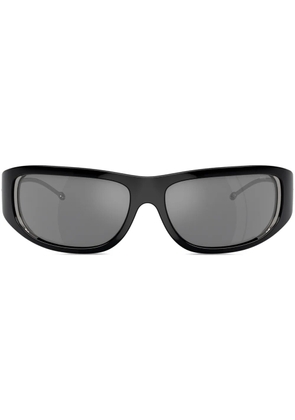 Diesel logo-plaque wraparound sunglasses - Black