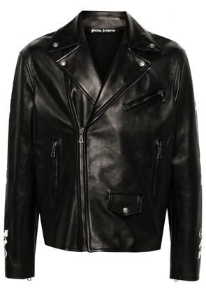Palm Angels monogram-print leather jacket - Black