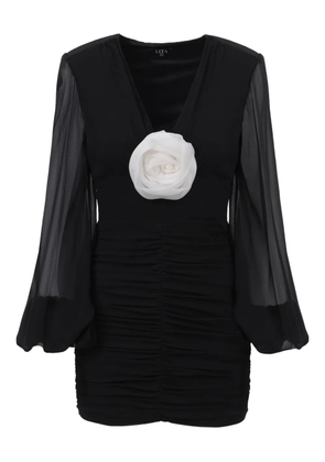 LITA COUTURE Rue floral-appliqué mini dress - Black