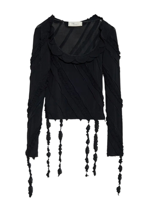 Blumarine ruffled-detail long-sleeve top - Black