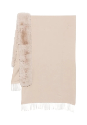 Blugirl faux fur-trimmed fringe cape - Neutrals