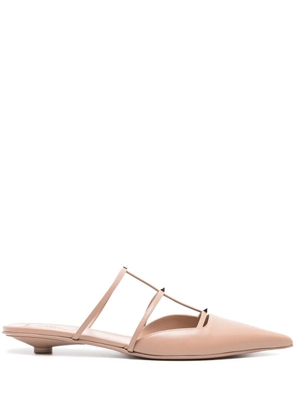 Valentino Garavani Rockstud Wispy leather mules - Neutrals