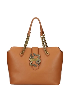 Just Cavalli snake-plaque tote bag - Brown