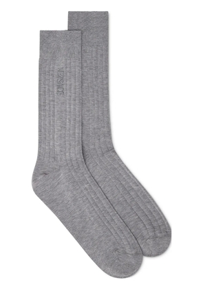 Versace embroidered-logo ribbed socks - Grey