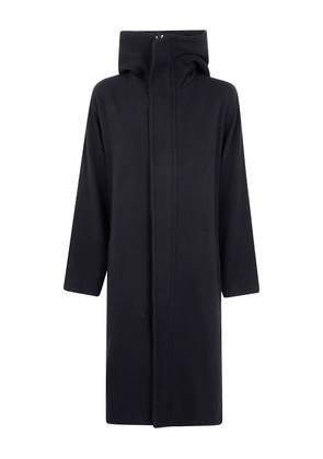 Y's hooded wool coat - Black