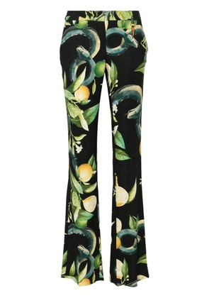 Roberto Cavalli Lemon-print tailored trousers - Black