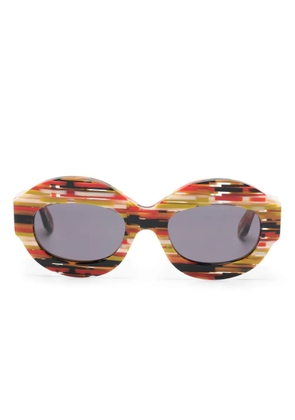 Marni Eyewear Spacey Stripey oval-frame sunglasses - Red