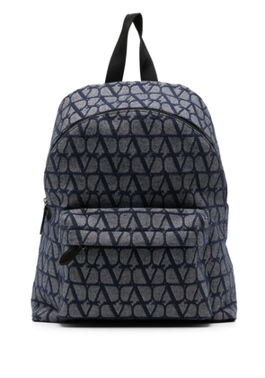 Valentino Garavani monogram-pattern zipped backpack - Blue