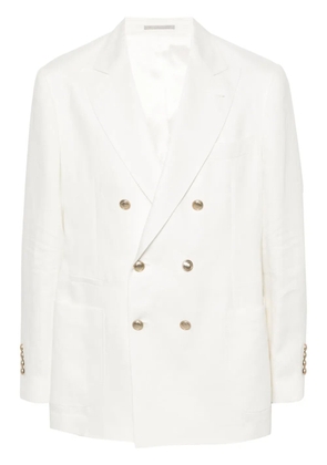 Brunello Cucinelli double-breasted linen blazer - White