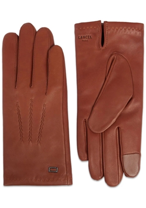Lancel Sellier logo-stamp lather gloves - Brown