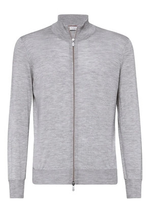 Brunello Cucinelli zip-up cashmere-silk jumper - Grey