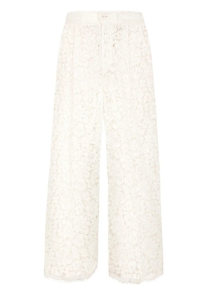 Dolce & Gabbana wide-leg floral-lace trousers - White