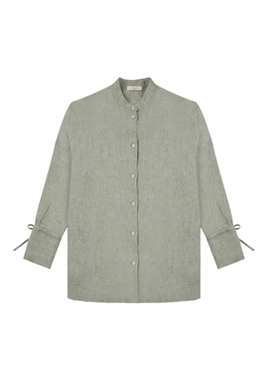 Glanshirt tie-cuff linen top - Green