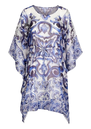 Dolce & Gabbana Majolica-print silk kaftan - Blue