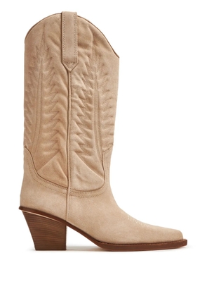 Paris Texas 70mm embroidered-motif suede boots - Neutrals