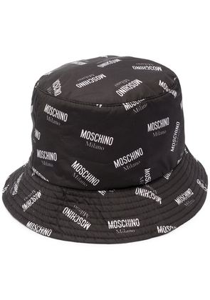 Moschino logo print bucket hat - Black