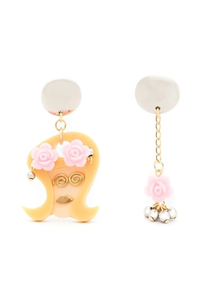 Amir Slama Bijoux floral-appliqué asymmetric earrings - Gold
