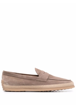 Tod's woven-trim penny loafers - Neutrals