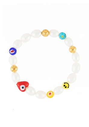 Nialaya Jewelry pearl glass-pendant bracelet - White