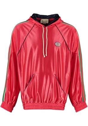 Gucci Web-stripe shiny jersey hoodie - Red