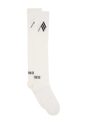 The Attico logo-embroidered knee-high socks - White