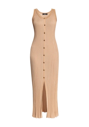 Versace ribbed button-down midi dress - Neutrals