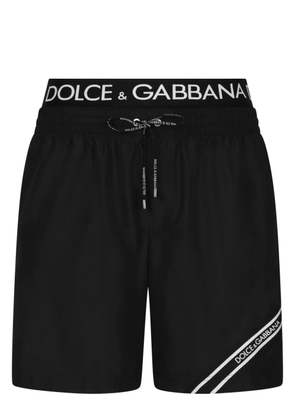 Dolce & Gabbana logo-waistband swim shorts - Black