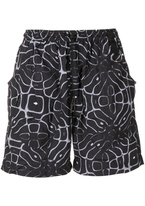PACE abstract-print drawstring shorts - Black