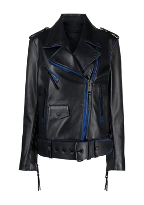 Off-White contrast-trim leather jacket - Black