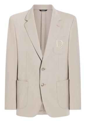 Dolce & Gabbana logo-embroidered blazer - Neutrals