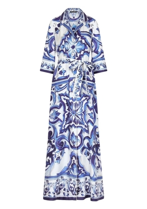 Dolce & Gabbana Majolica-print twill shirt dress - Blue