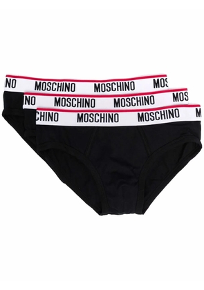 Moschino logo-waistband three-pack briefs - Black