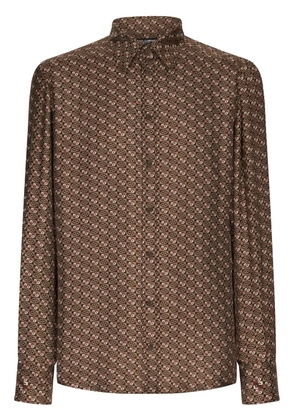 Dolce & Gabbana geometric-print silk shirt - Brown