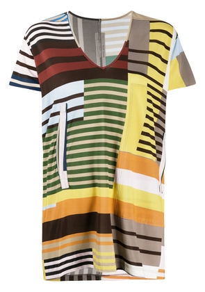 Rick Owens colour block V-neck T-shirt - Blue