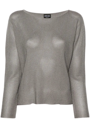 Giorgio Armani boat-neck jumper - Grey