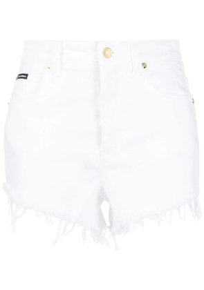 Dolce & Gabbana high-waisted frayed denim shorts - White