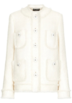 Dolce & Gabbana DNA round-neck tweed jacket - Neutrals