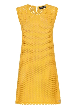Dolce & Gabbana sleeveless crochet-knit mini dress - Yellow