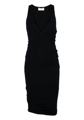 Saint Laurent ruched V-neck mini dress - Blue