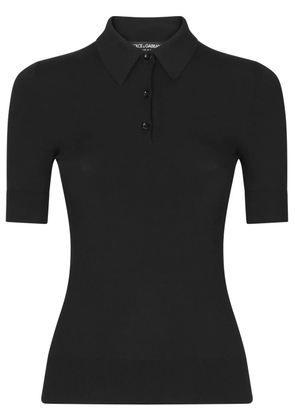 Dolce & Gabbana short-sleeve fine-knit polo shirt - Black