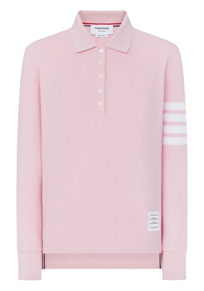 Thom Browne three-stripe long-sleeved polo shirt - Pink