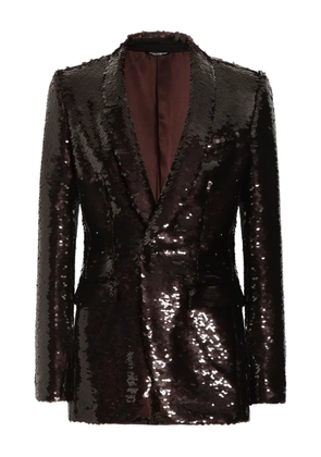 Dolce & Gabbana sequin-embellished single-breasted blazer - Brown