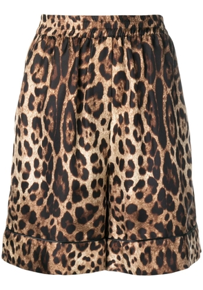 Dolce & Gabbana leopard-print silk shorts - Brown